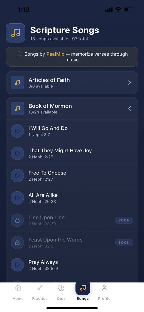 Scripture Songs screen
